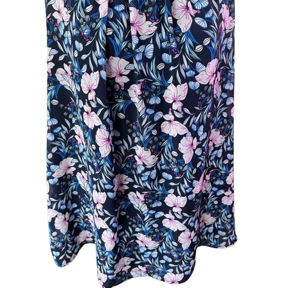 Vince Camuto Navy Floral Spring Injection Sleeveless Roundneck Blouse Sz‎ XXL - Picture 4 of 8